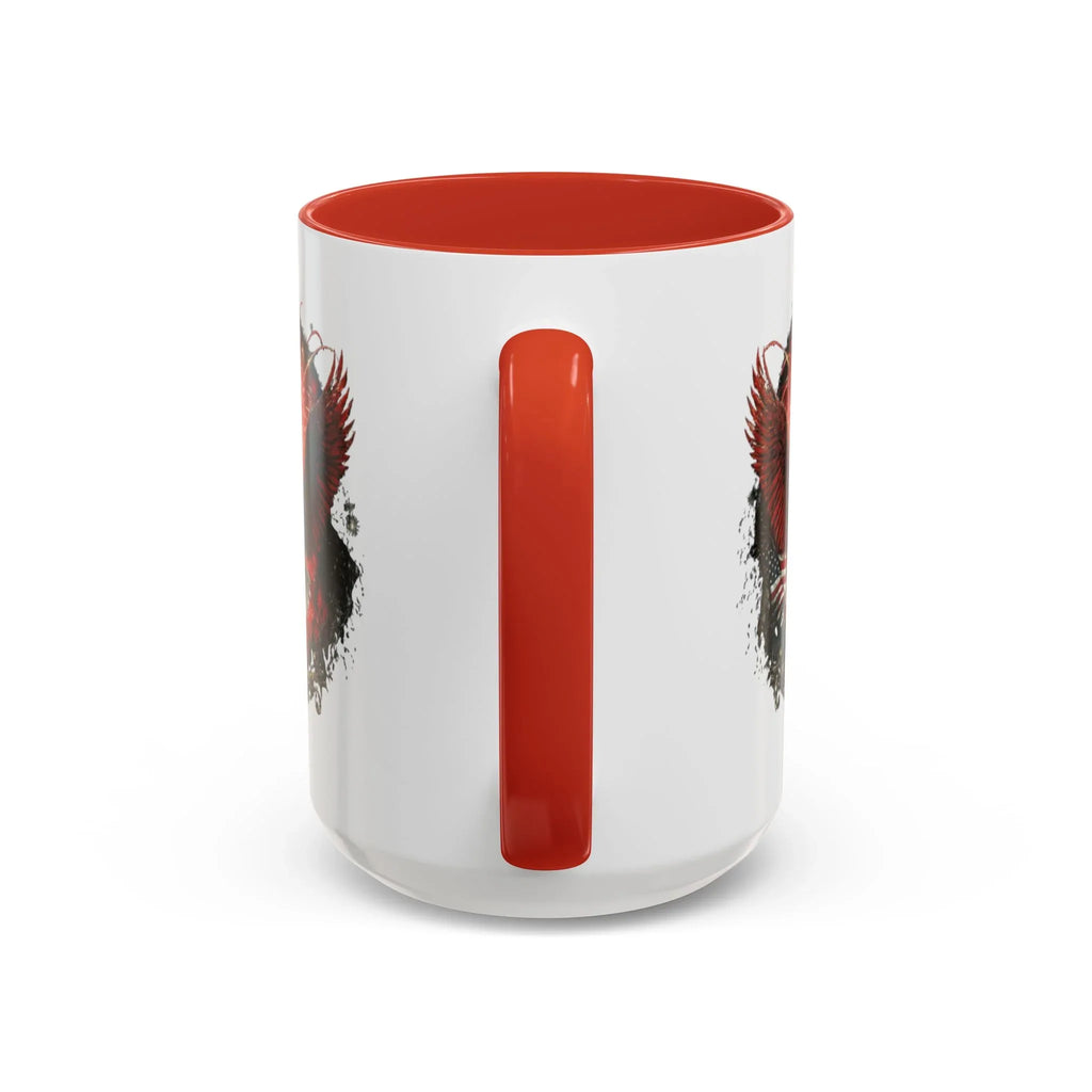Red Eagle Emblem Accent Coffee Mug | Patriotic Eagle Design - 250 USA Celebration