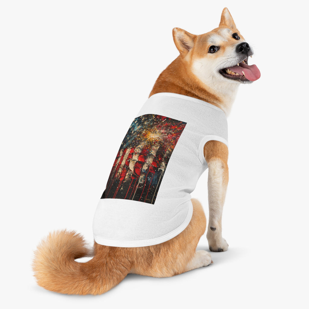 Patriotic Fireworks American Flag Pet Tank Top