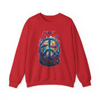 Psychedelic Mushroom Peace Sign Crewneck Sweatshirt | 60s Hippie Tie-Dye - 250 USA Celebration