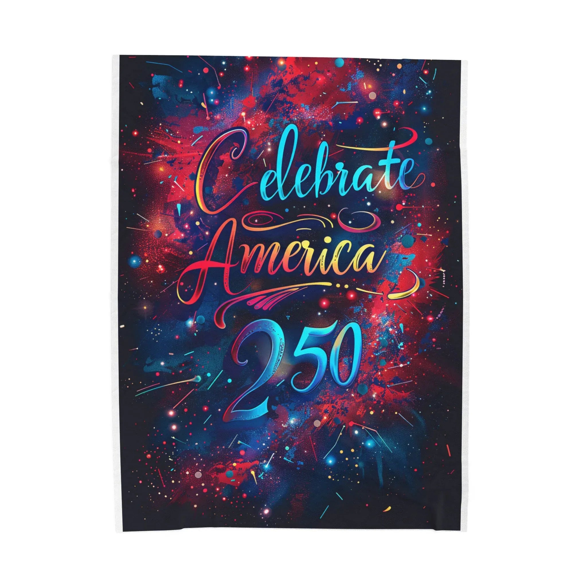 Celebrate America 250 Velveteen Plush Blanket | Patriotic Fireworks Design - 250 USA Celebration