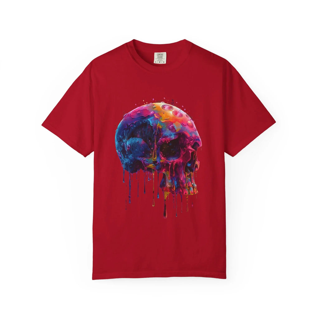 Colorful Drip Skull T-shirt | Watercolor Skull Shirt, Artistic Gothic Tee - 250 USA Celebration