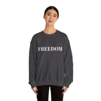 FREEDOM text Crewneck Sweatshirt | Bold Lettering, Minimalist Black Pullover - 250 USA Celebration