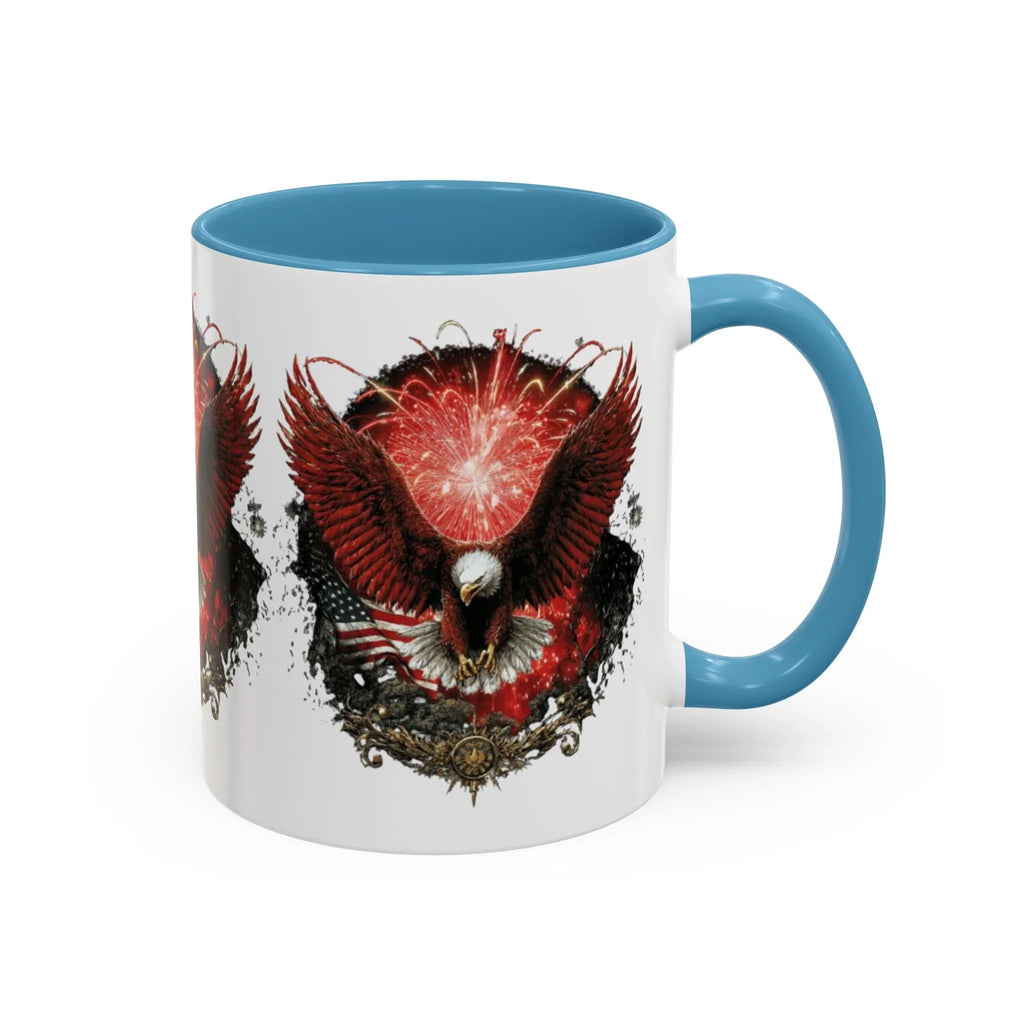 Red Eagle Emblem Accent Coffee Mug | Patriotic Eagle Design - 250 USA Celebration
