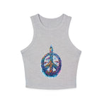 Watercolor Peace Sign Racer Tank Top | Tie Dye Boho Hippie - 250 USA Celebration