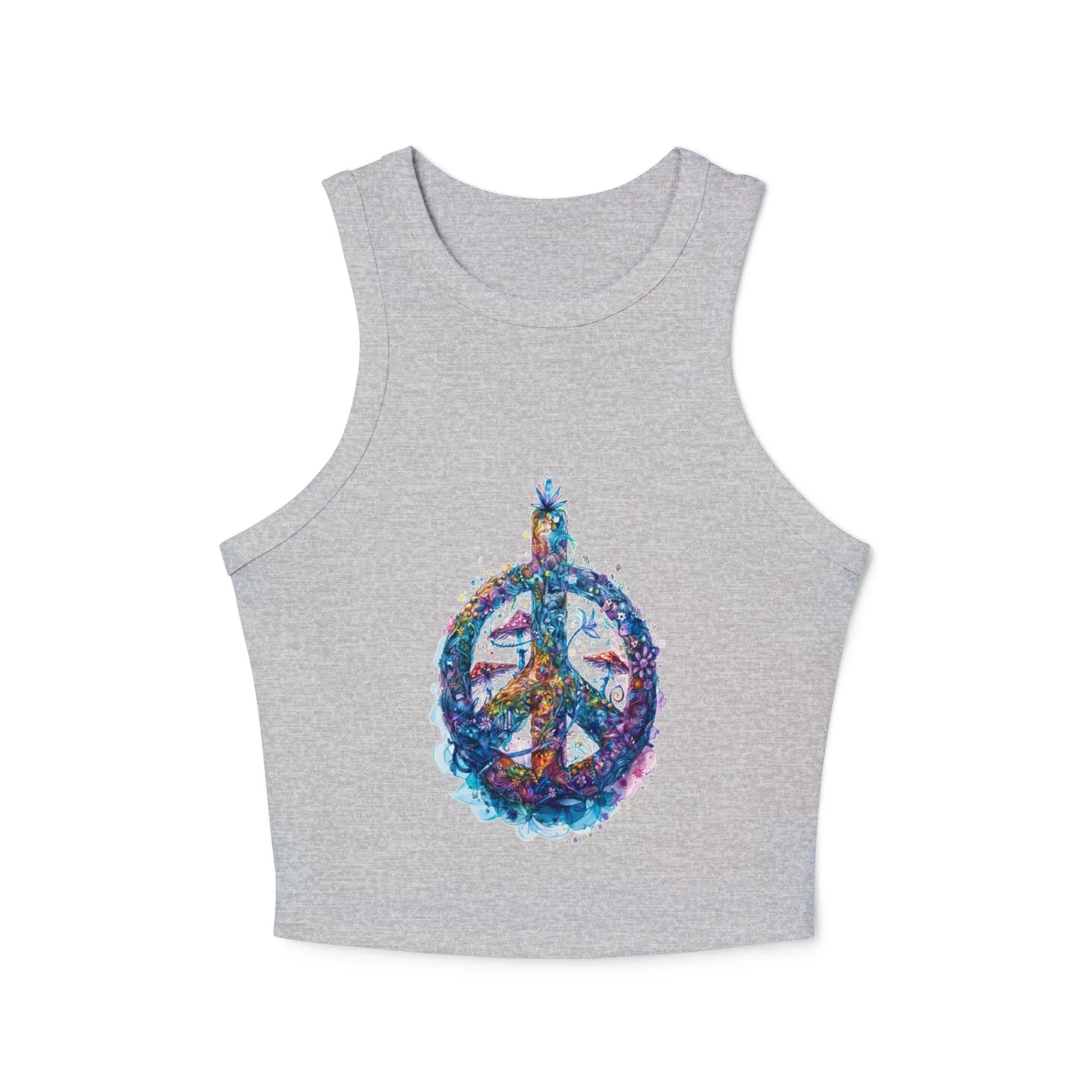 Watercolor Peace Sign Racer Tank Top | Tie Dye Boho Hippie - 250 USA Celebration
