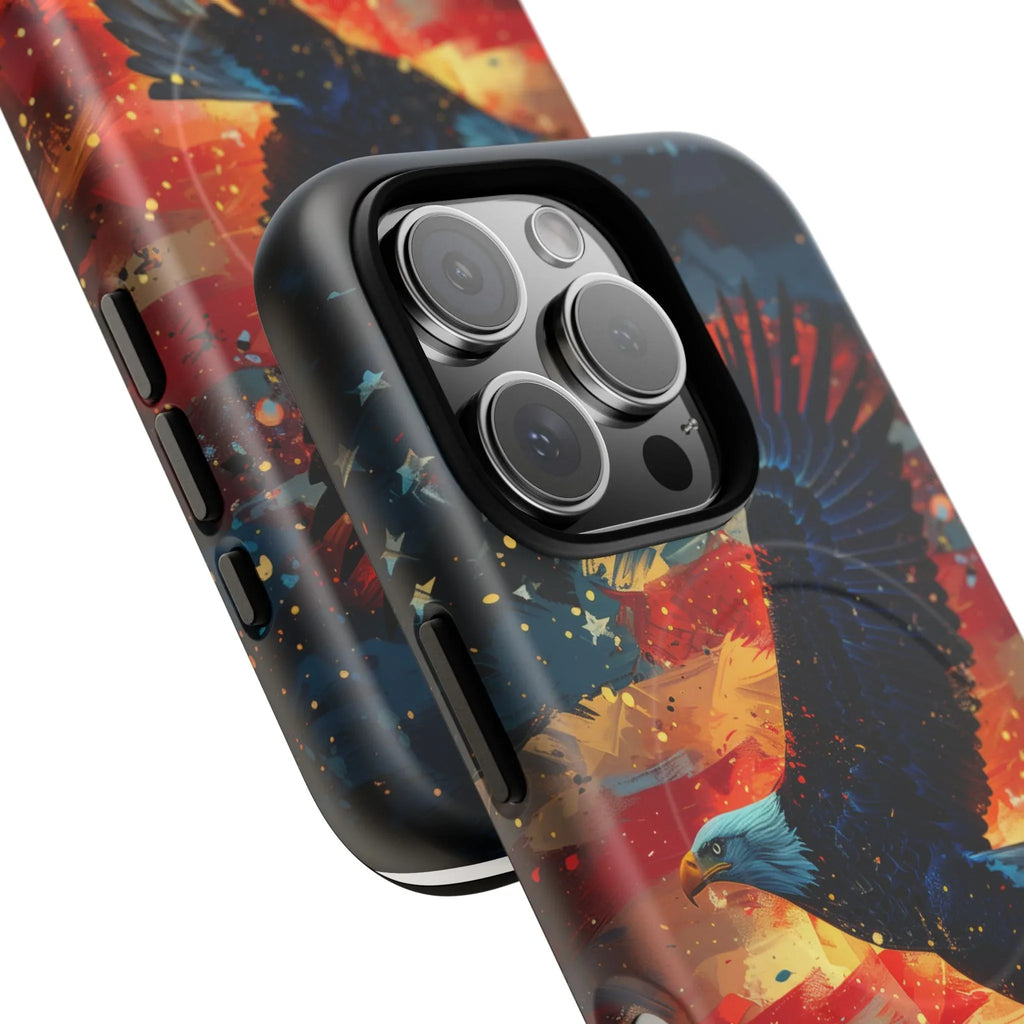 Eagle Flag Magnetic Phone Case, Patriotic iPhone Cover, Tough Cell Phone Cases, Gift for Veterans, Independence Day Accessories - 250 USA Celebration