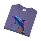 Colorful Dolphin Splash with Butterflies T-Shirt | Ocean Animal Tee - 250 USA Celebration
