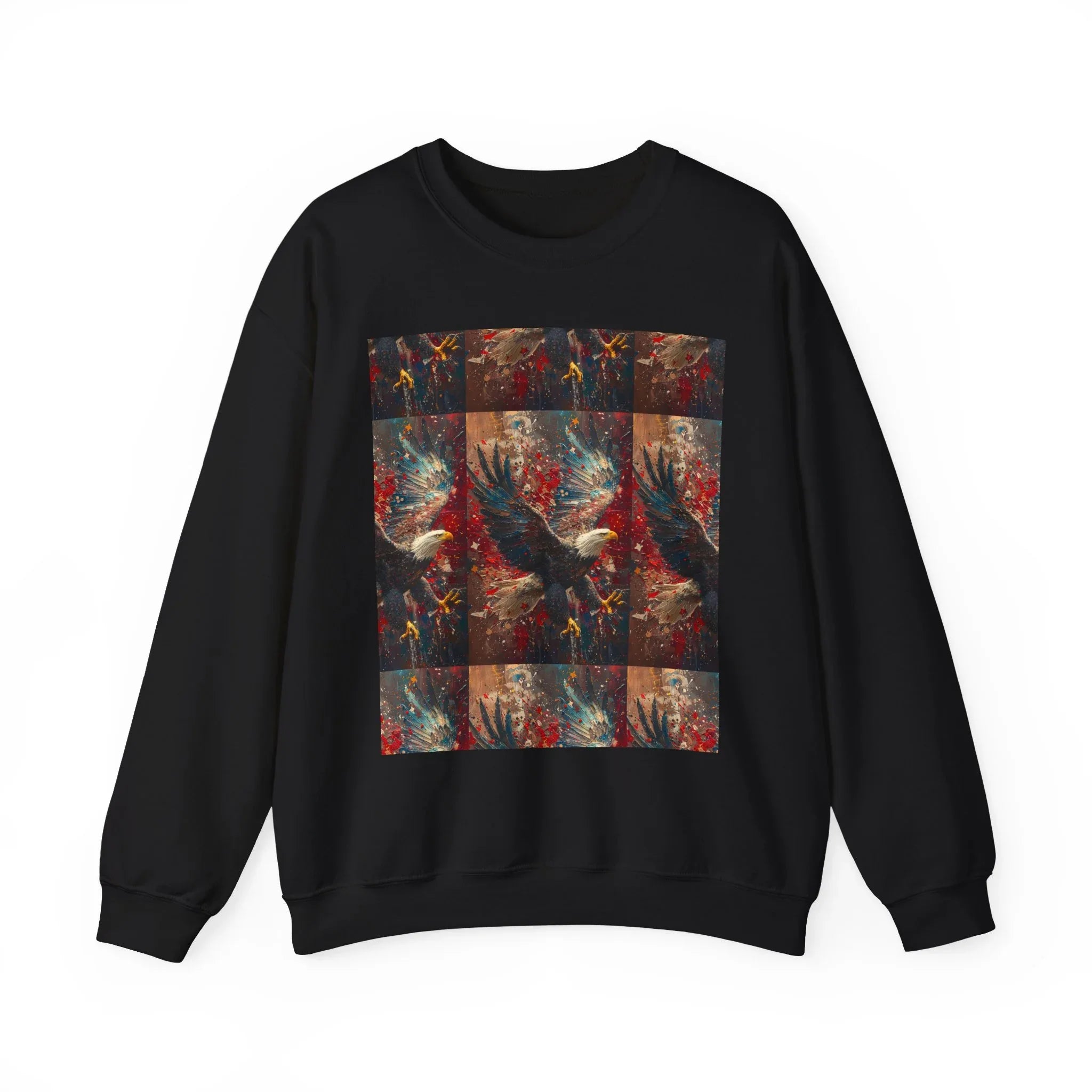 God Bless America Eagle Artwork crewneck sweatshirt | Patriotic eagle collage - 250 USA Celebration