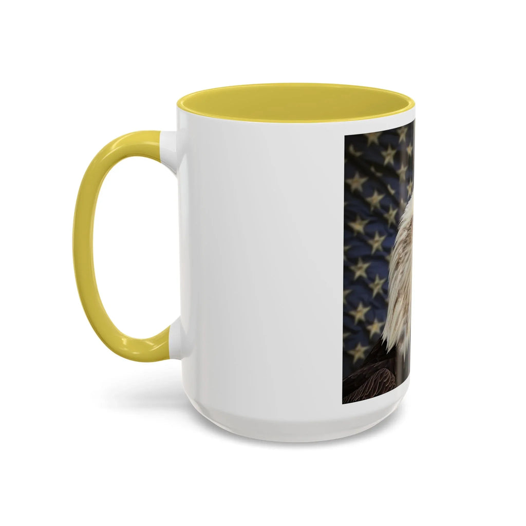 Colorful Mugs (11oz, 15oz) American eagle with American flag, fireworks all around the eagle, patriotic themed - 250 USA Celebration