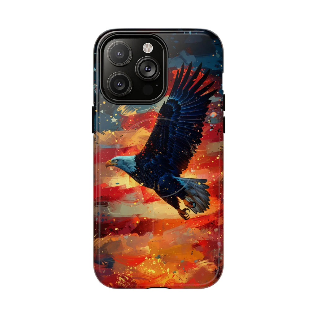 Eagle Flag Magnetic Phone Case, Patriotic iPhone Cover, Tough Cell Phone Cases, Gift for Veterans, Independence Day Accessories - 250 USA Celebration