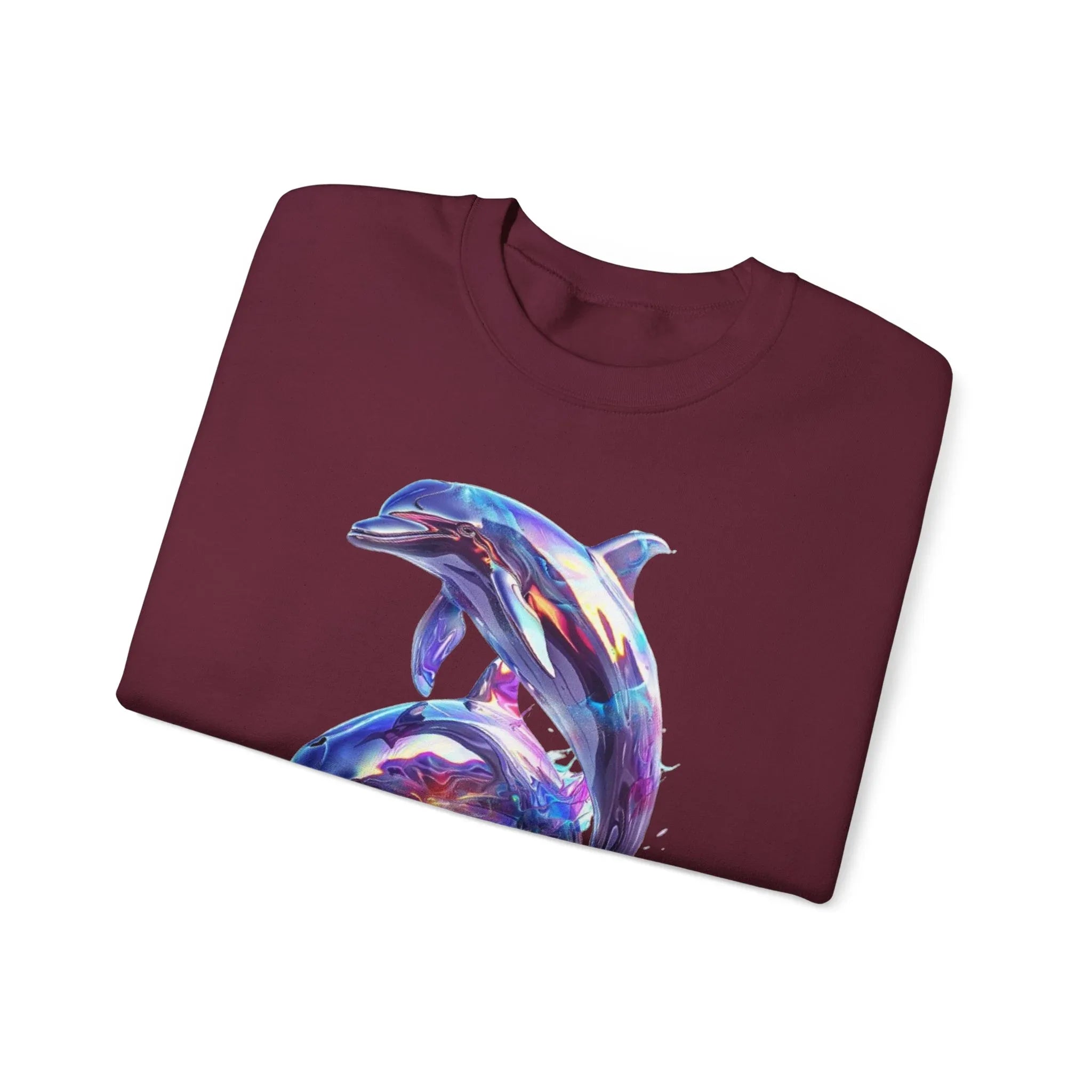 Iridescent Dolphin Trio Sweatshirt | Ocean Marine Animal Crewneck - 250 USA Celebration