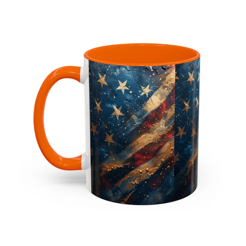 Distressed American Flag Accent Coffee Mug | 11oz 15oz - 250 USA Celebration