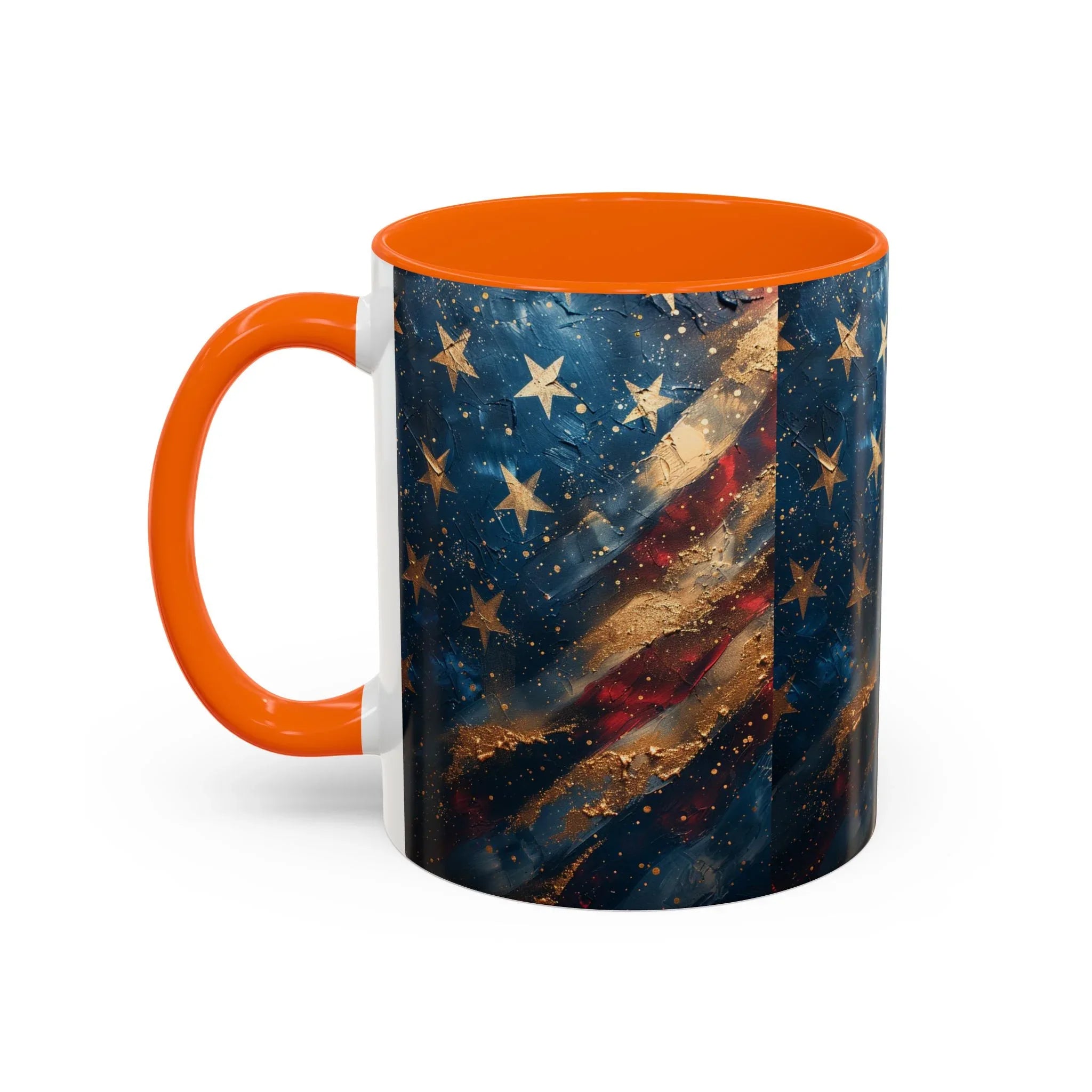 Distressed American Flag Accent Coffee Mug | 11oz 15oz - 250 USA Celebration