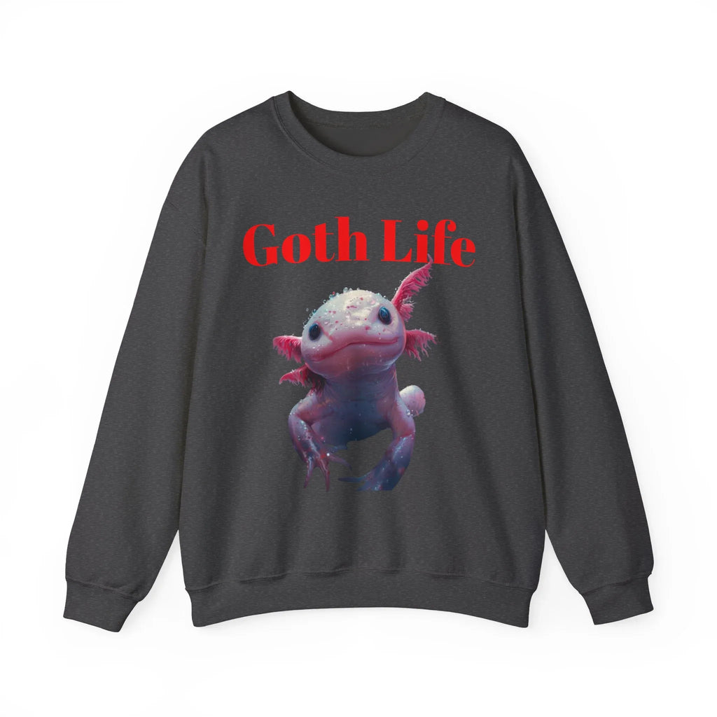 Goth Life Axolotl Sweatshirt | Cute Goth Axolotl Illustration - 250 USA Celebration