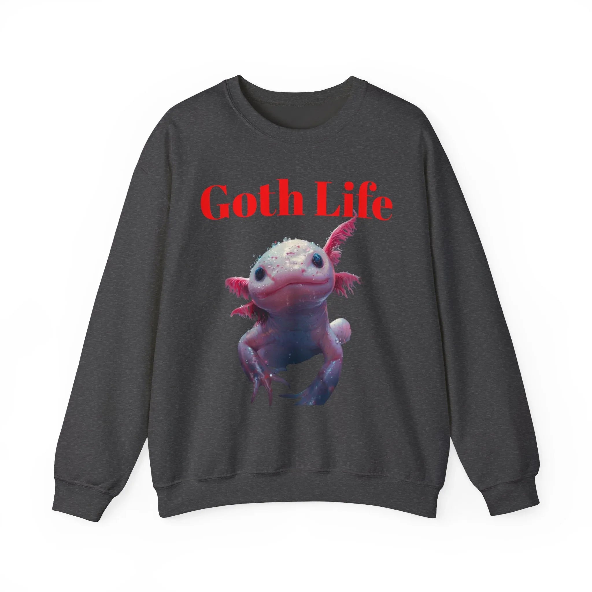 Goth Life Axolotl Sweatshirt | Cute Goth Axolotl Illustration - 250 USA Celebration