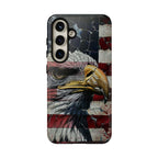 American Flag Bald Eagle phone case | Patriotic iPhone cover, cracked vintage flag design - 250 USA Celebration