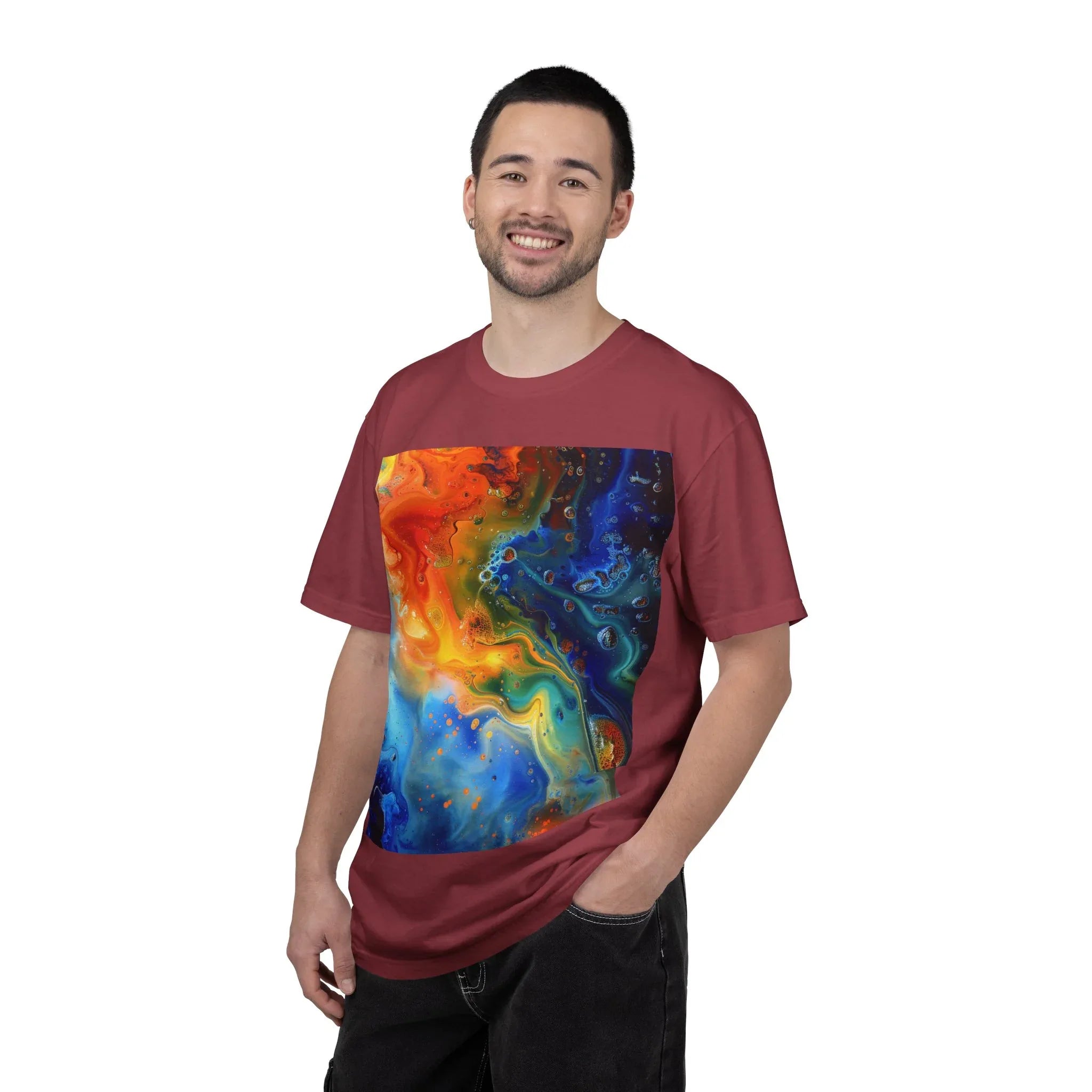 Colorful Abstract Swirl T-Shirt, psychedelic design blooms with surreal depth, blending free-flowing lines and bold swirls - 250 USA Celebration