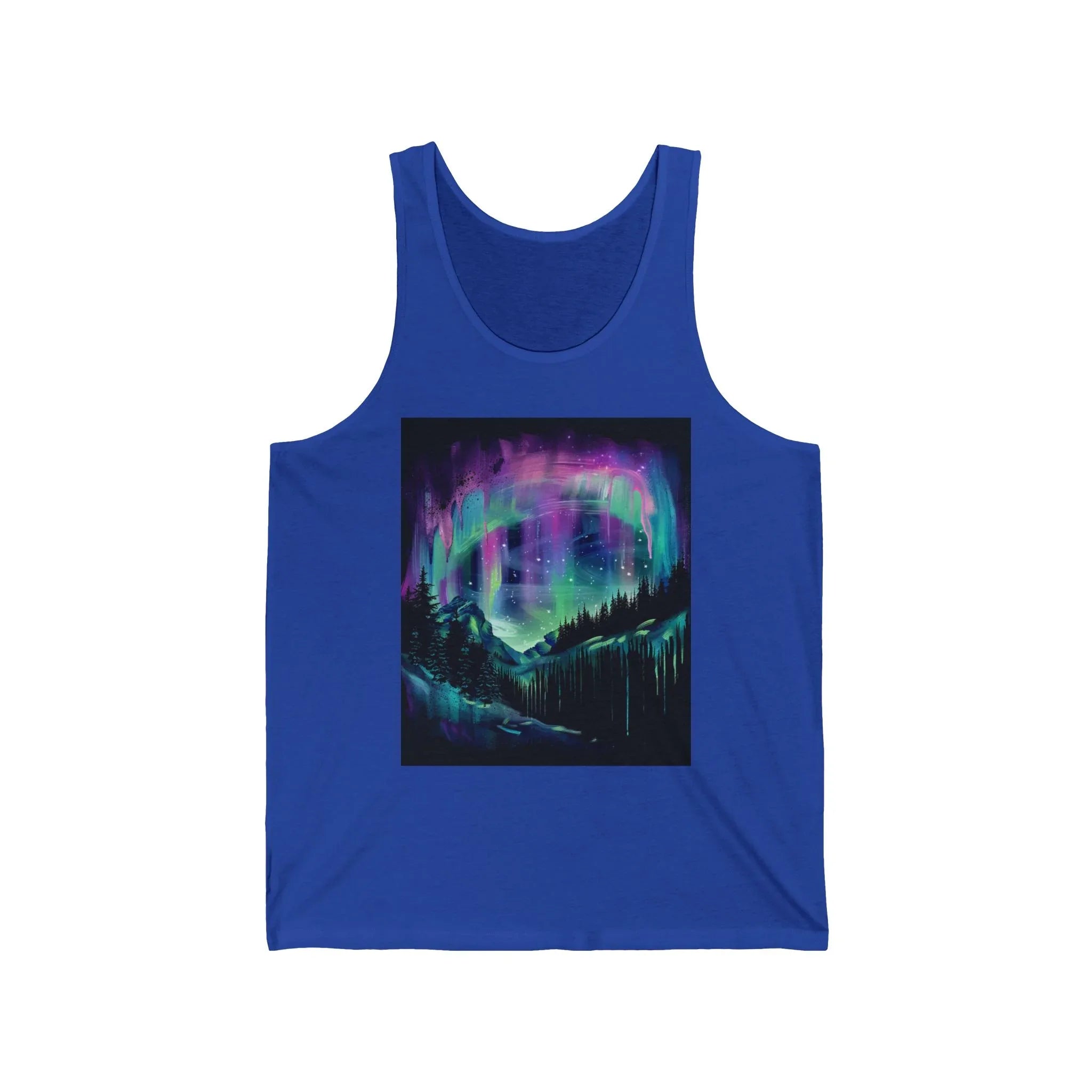 Aurora Borealis Tank top Northern Lights Night Sky, abstract art t-shirt, abstract graphic tee women, girls abstract shirt, modern abstract - 250 USA Celebration