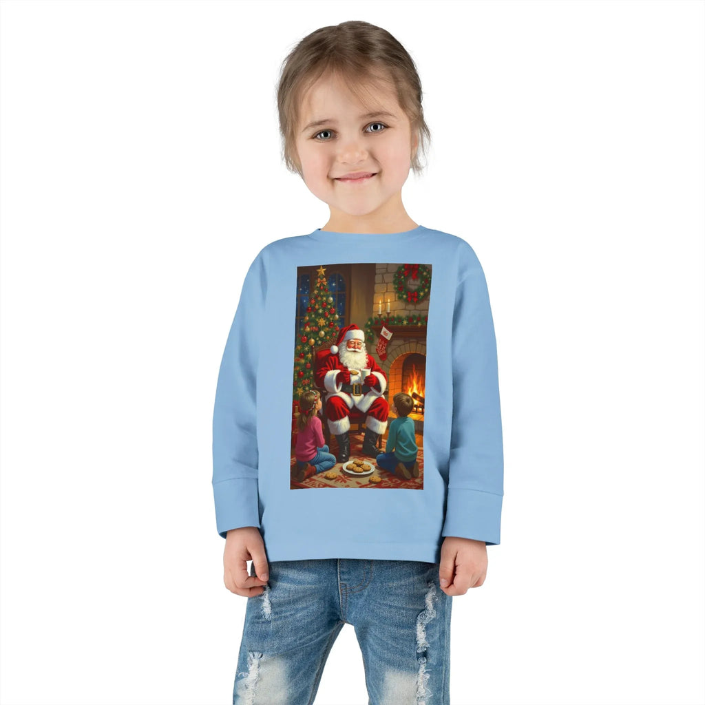 Christmas Santa Toddler Long Sleeve Tee, Holiday Shirt for Kids, Festive Outfit, Winter Apparel, Cute Christmas Gift, Family Photoshoot - 250 USA Celebration