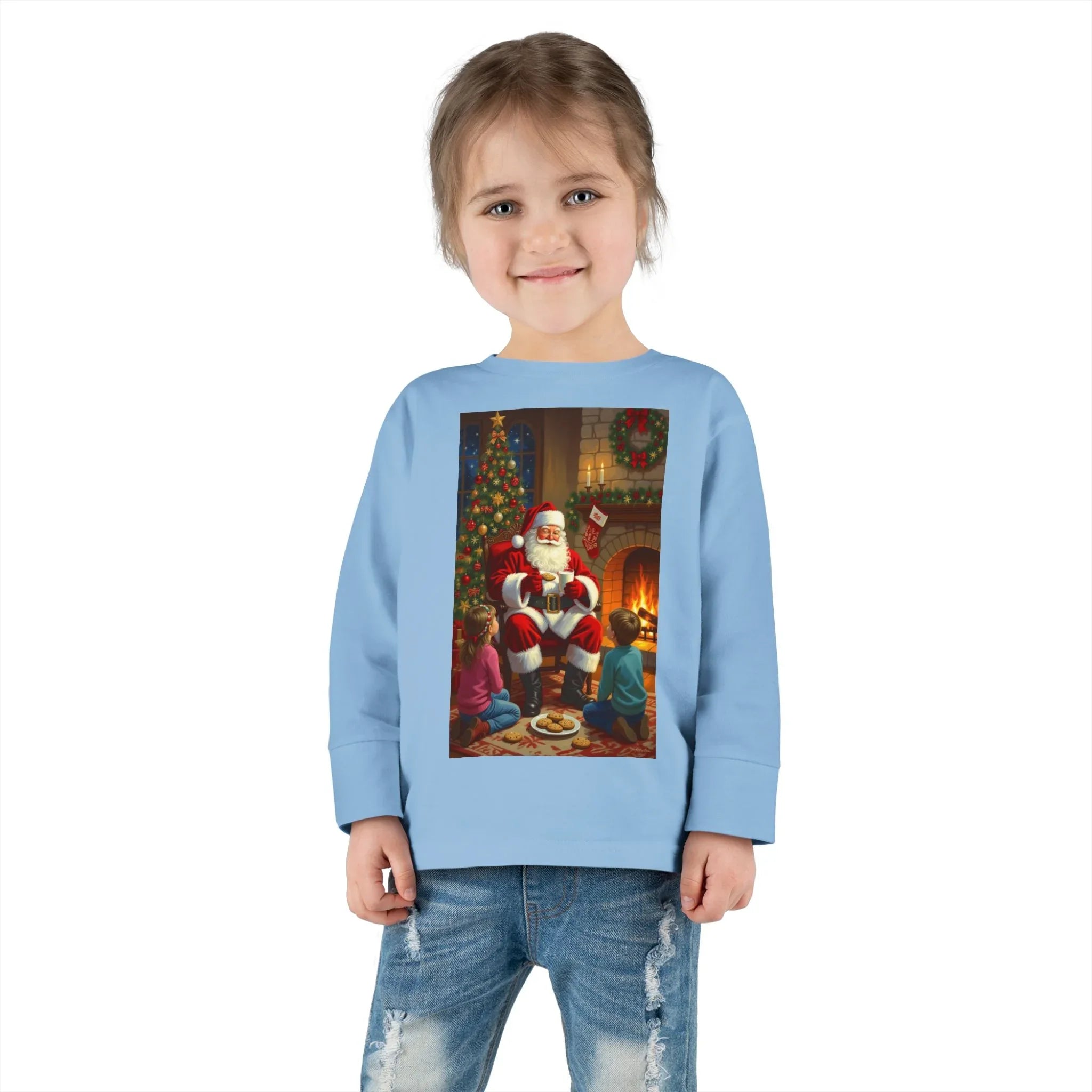 Christmas Santa Toddler Long Sleeve Tee, Holiday Shirt for Kids, Festive Outfit, Winter Apparel, Cute Christmas Gift, Family Photoshoot - 250 USA Celebration
