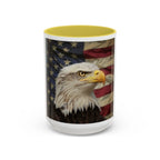 Colorful Mugs (11oz, 15oz) American eagle with American flag, fireworks all around the eagle, patriotic themed - 250 USA Celebration
