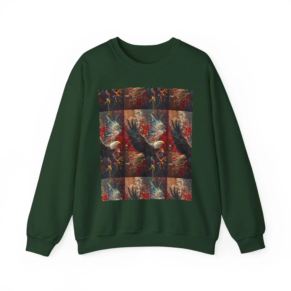 God Bless America Eagle Artwork crewneck sweatshirt | Patriotic eagle collage - 250 USA Celebration