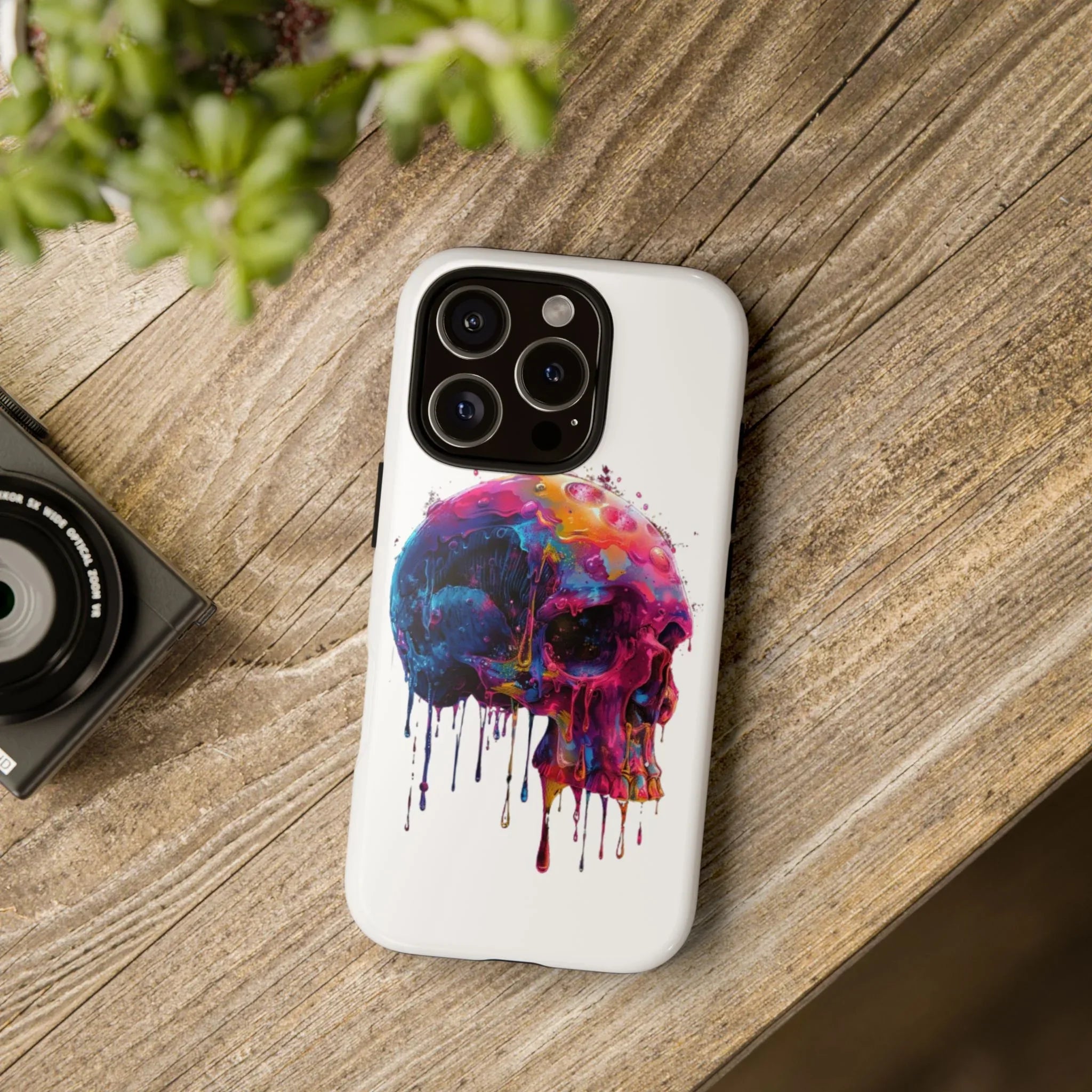 Colorful Drip Skull Phone Case | Hard Plastic Protective Case - 250 USA Celebration