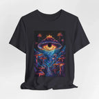Glowing Third Eye Psychedelic Mushrooms T-Shirt | Neon Lava Lamp Blacklight - 250 USA Celebration