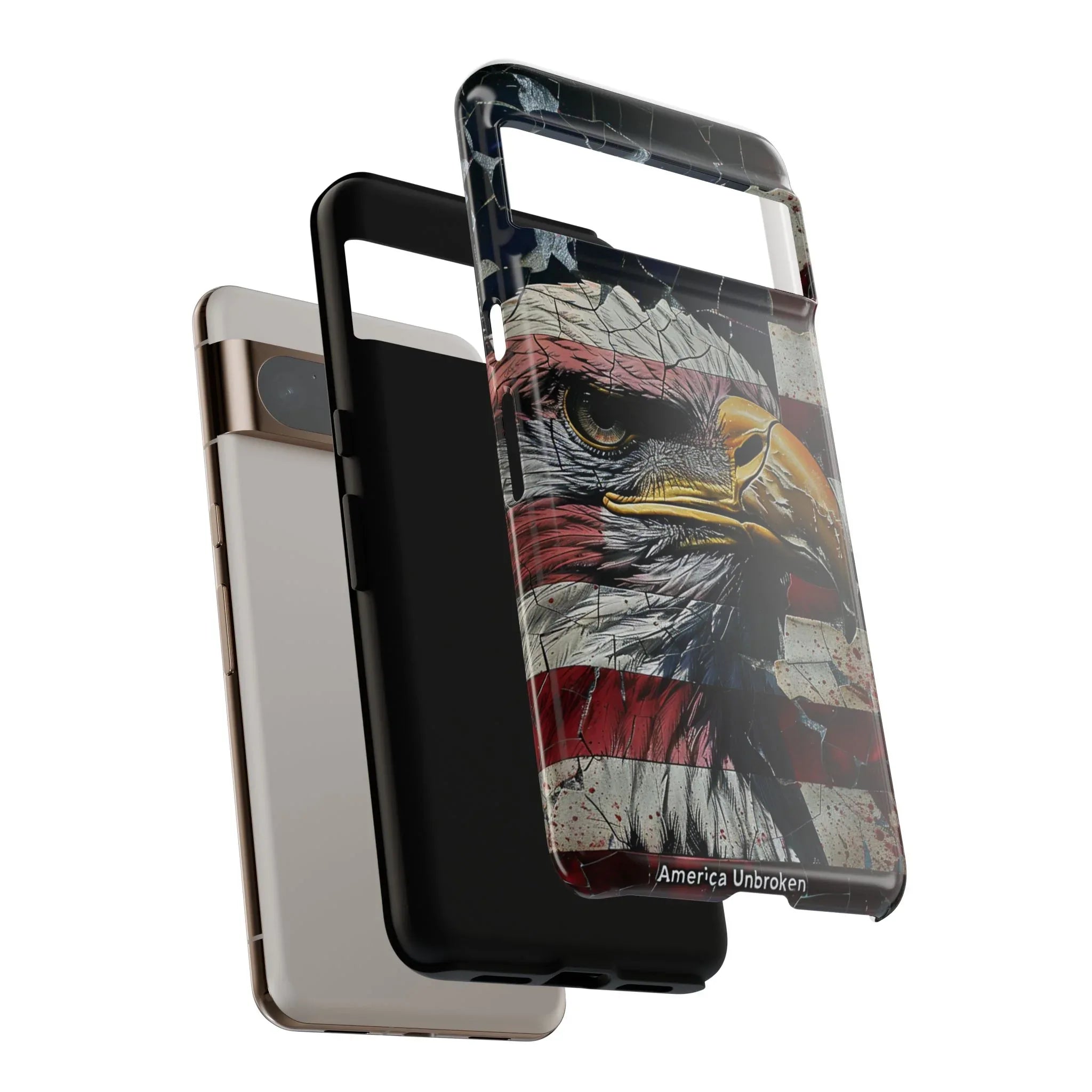 American Flag Bald Eagle phone case | Patriotic iPhone cover, cracked vintage flag design - 250 USA Celebration