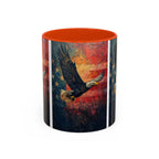 Colorful Mugs (11oz, 15oz) American Eagle Flying Coffee Cup, Patriotic American Eagle flying with American Flag in background - 250 USA Celebration
