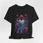 Glowing Third Eye Psychedelic Mushrooms T-Shirt | Neon Lava Lamp Blacklight - 250 USA Celebration