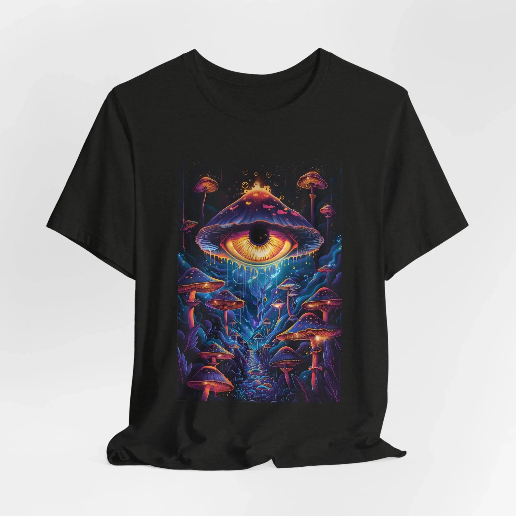 Glowing Third Eye Psychedelic Mushrooms T-Shirt | Neon Lava Lamp Blacklight - 250 USA Celebration