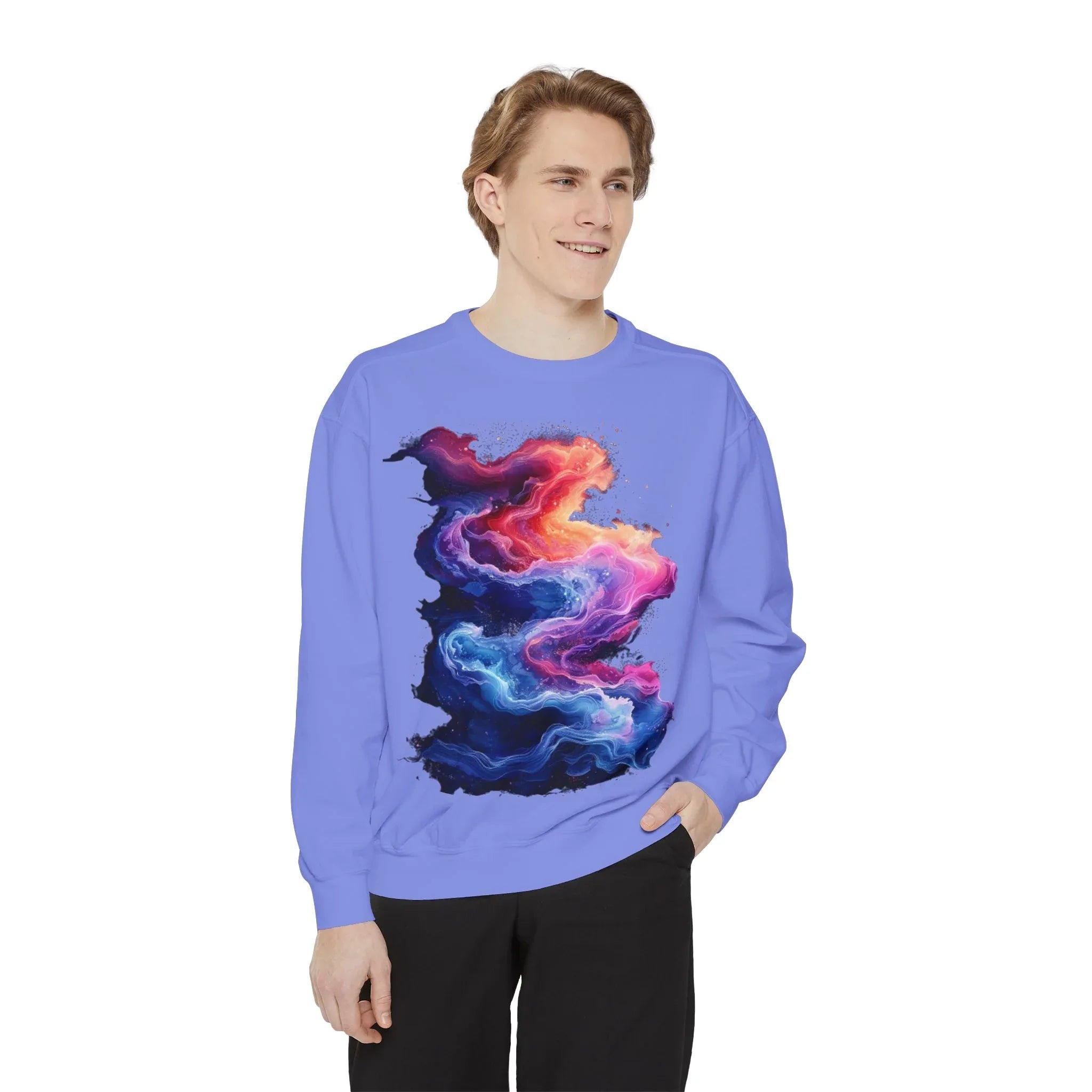 Hyper Bloom Fracture: Psychedelic tee with shattering florals in electric turquoise & magenta flares. Unisex trippy festival flair! - 250 USA Celebration