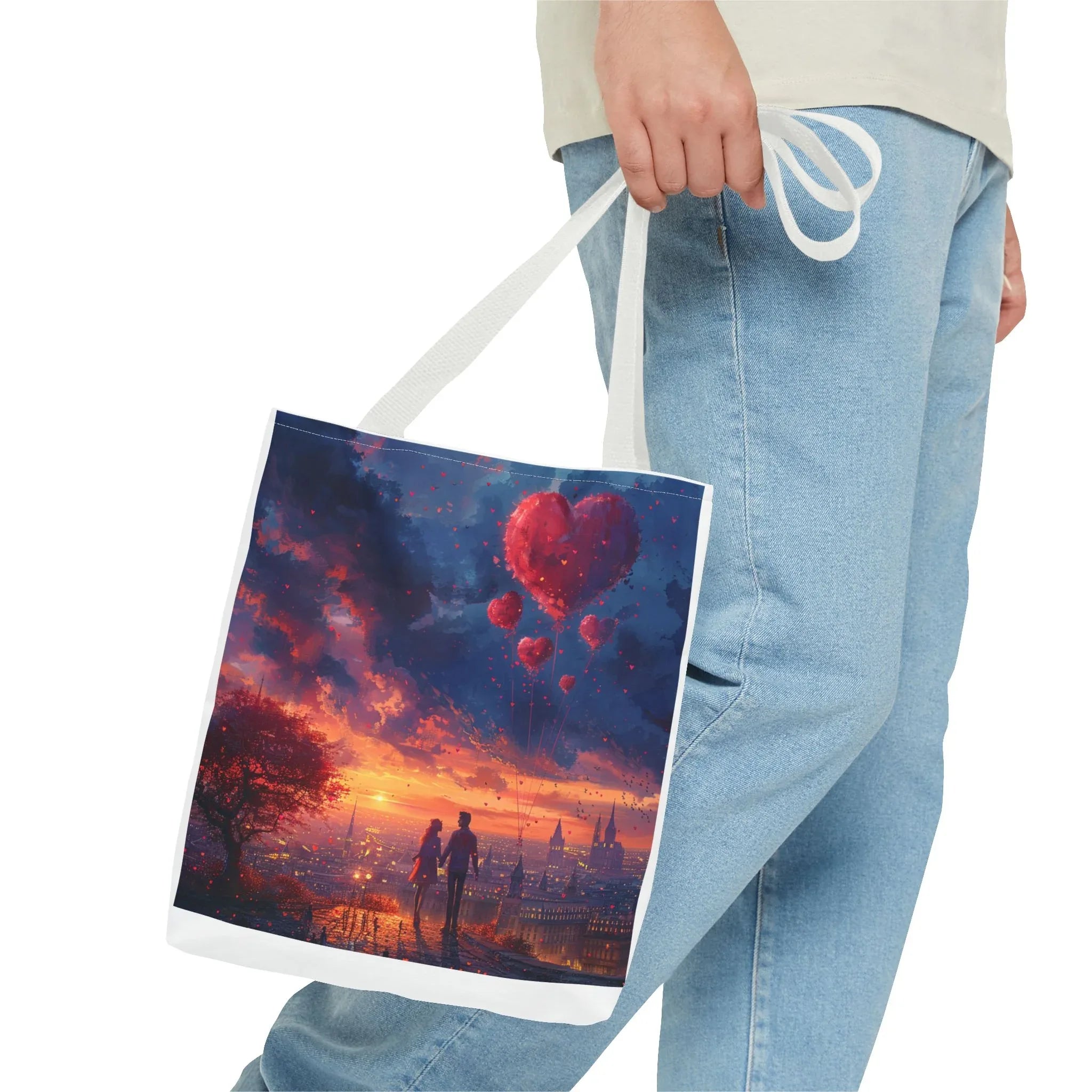 Romantic Heart Tote Bag, Date Nights, Valentine's Day, Travel, Valentine's Day Women's Merchandise, Cute Love Apparel, Valentine's Gifts, - 250 USA Celebration