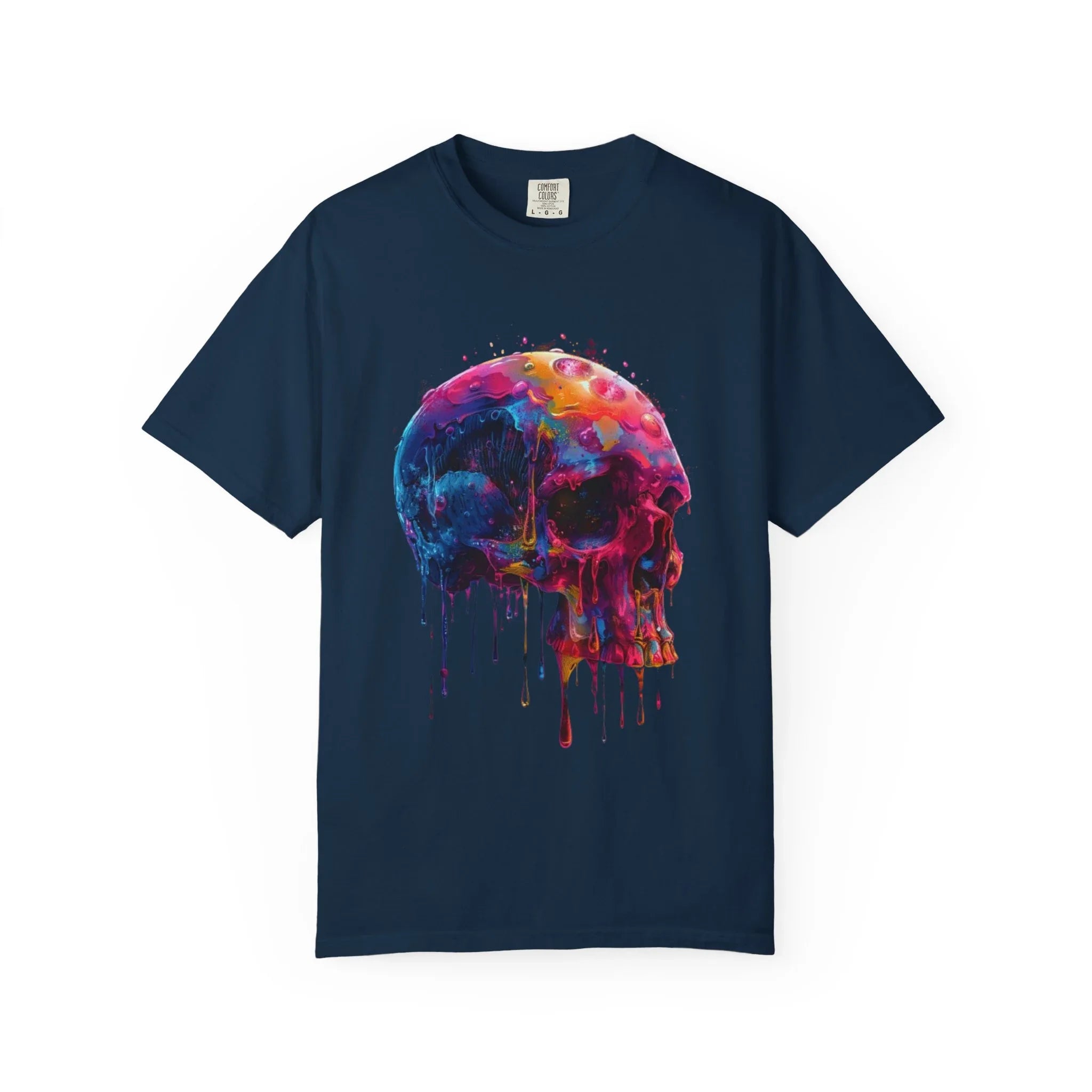 Colorful Drip Skull T-shirt | Watercolor Skull Shirt, Artistic Gothic Tee - 250 USA Celebration