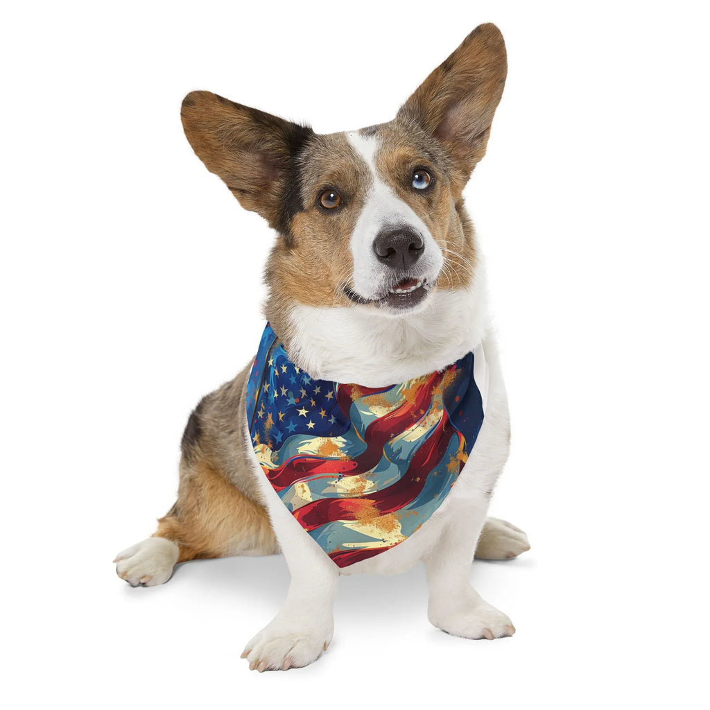 American Flag Watercolor Pet Bandana Collar | Patriotic Dog Bandana - 250 USA Celebration