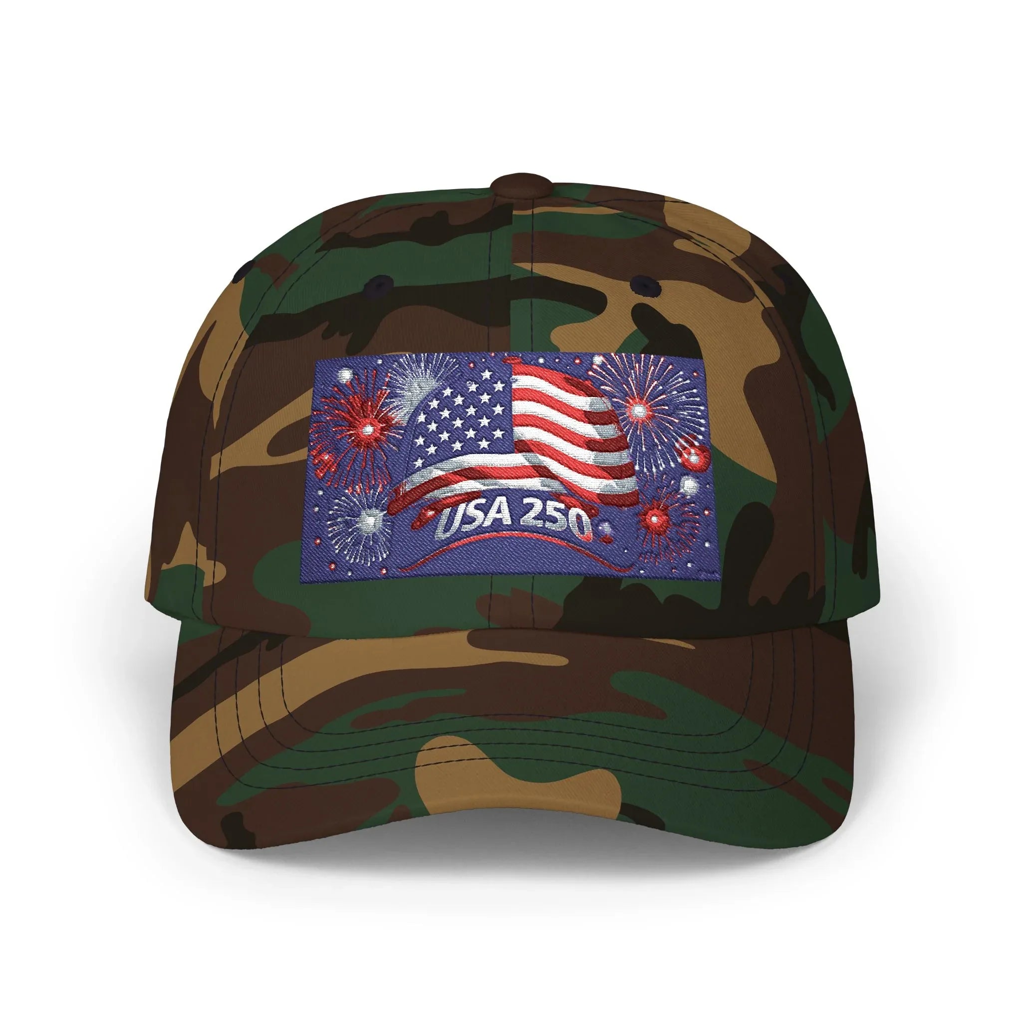 USA 250 American Flag Fireworks Baseball Hat | Patriotic July 4th Cap - 250 USA Celebration