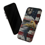 American Flag Bald Eagle phone case | Patriotic iPhone cover, cracked vintage flag design - 250 USA Celebration