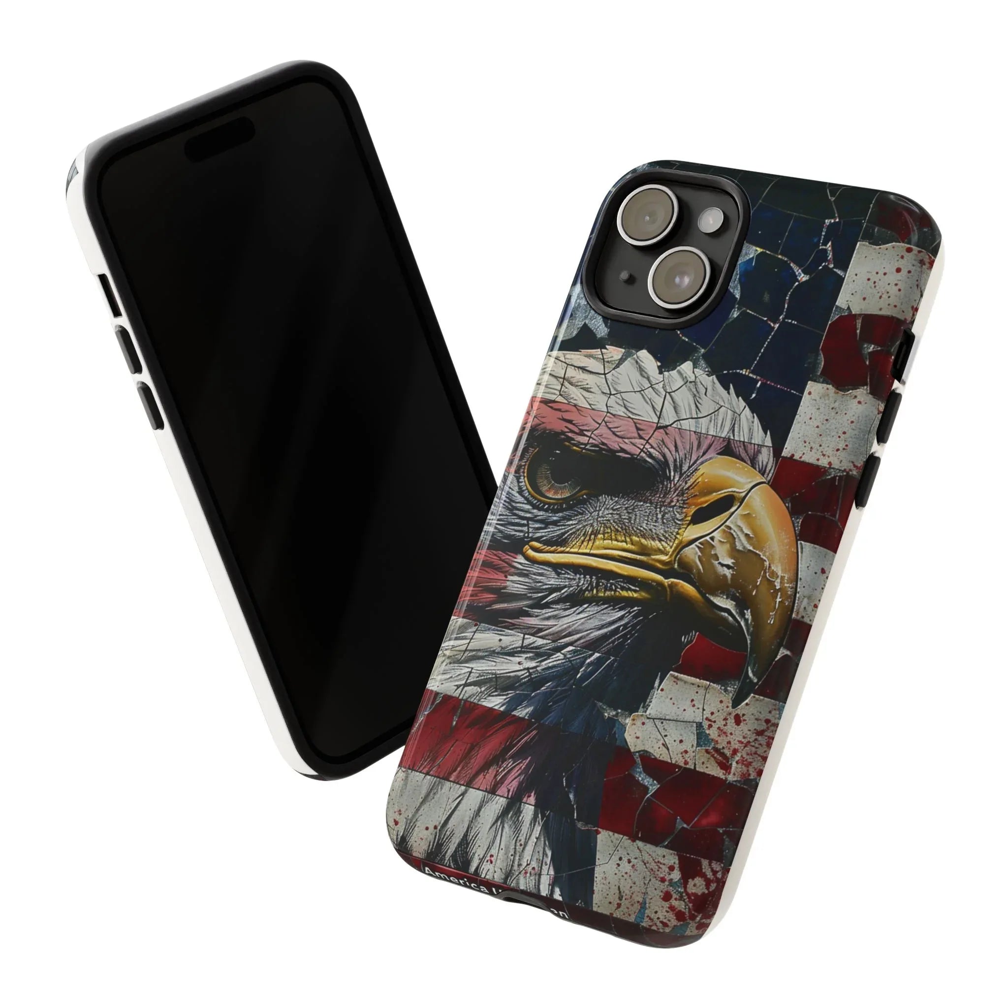 American Flag Bald Eagle phone case | Patriotic iPhone cover, cracked vintage flag design - 250 USA Celebration