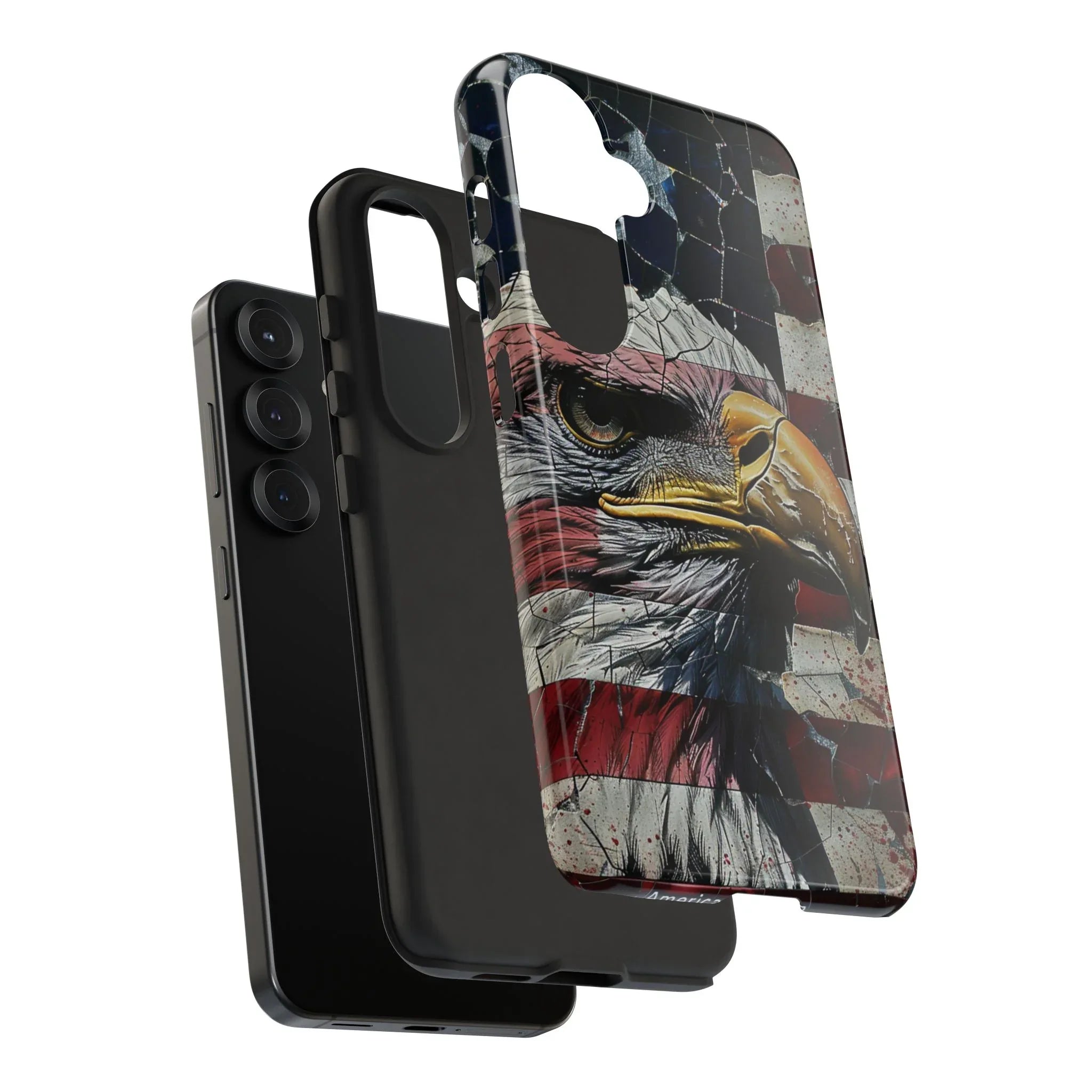 American Flag Bald Eagle phone case | Patriotic iPhone cover, cracked vintage flag design - 250 USA Celebration