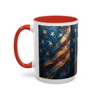 Distressed American Flag Accent Coffee Mug | 11oz 15oz - 250 USA Celebration