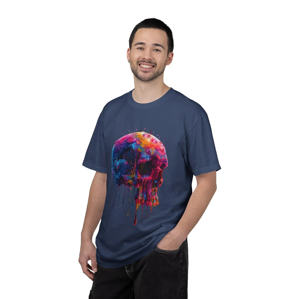 Colorful Drip Skull T-shirt | Watercolor Skull Shirt, Artistic Gothic Tee - 250 USA Celebration