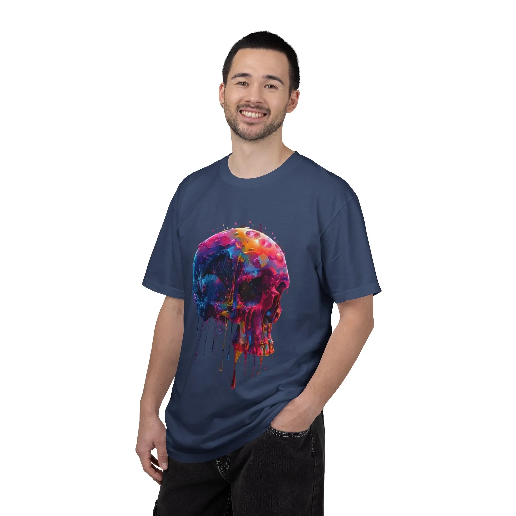Colorful Drip Skull T-shirt | Watercolor Skull Shirt, Artistic Gothic Tee - 250 USA Celebration