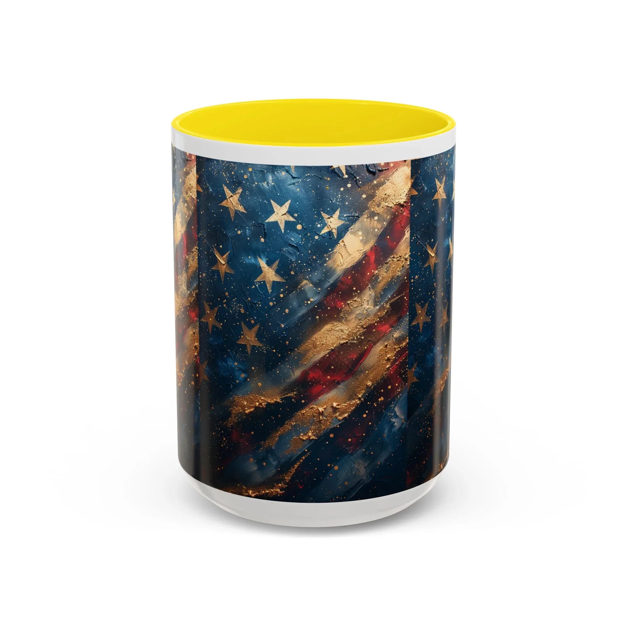 Distressed American Flag Accent Coffee Mug | 11oz 15oz - 250 USA Celebration