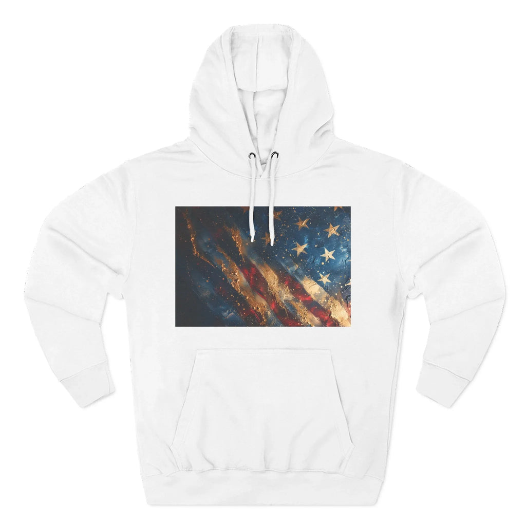 Distressed American Flag Hoodie | Vintage USA Stars Stripes Pullover - 250 USA Celebration
