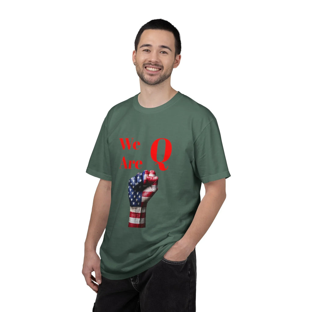 We Are Q fist American flag T-Shirt | QAnon political design - 250 USA Celebration