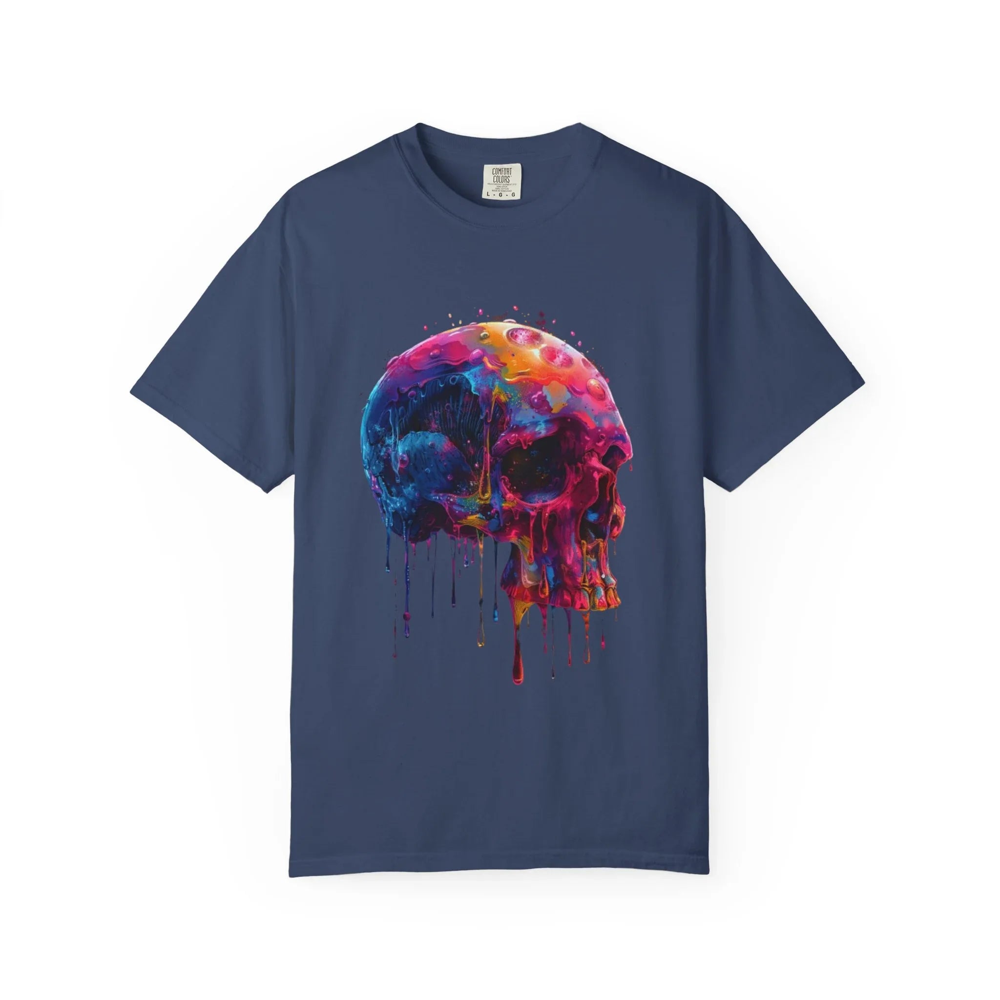 Colorful Drip Skull T-shirt | Watercolor Skull Shirt, Artistic Gothic Tee - 250 USA Celebration