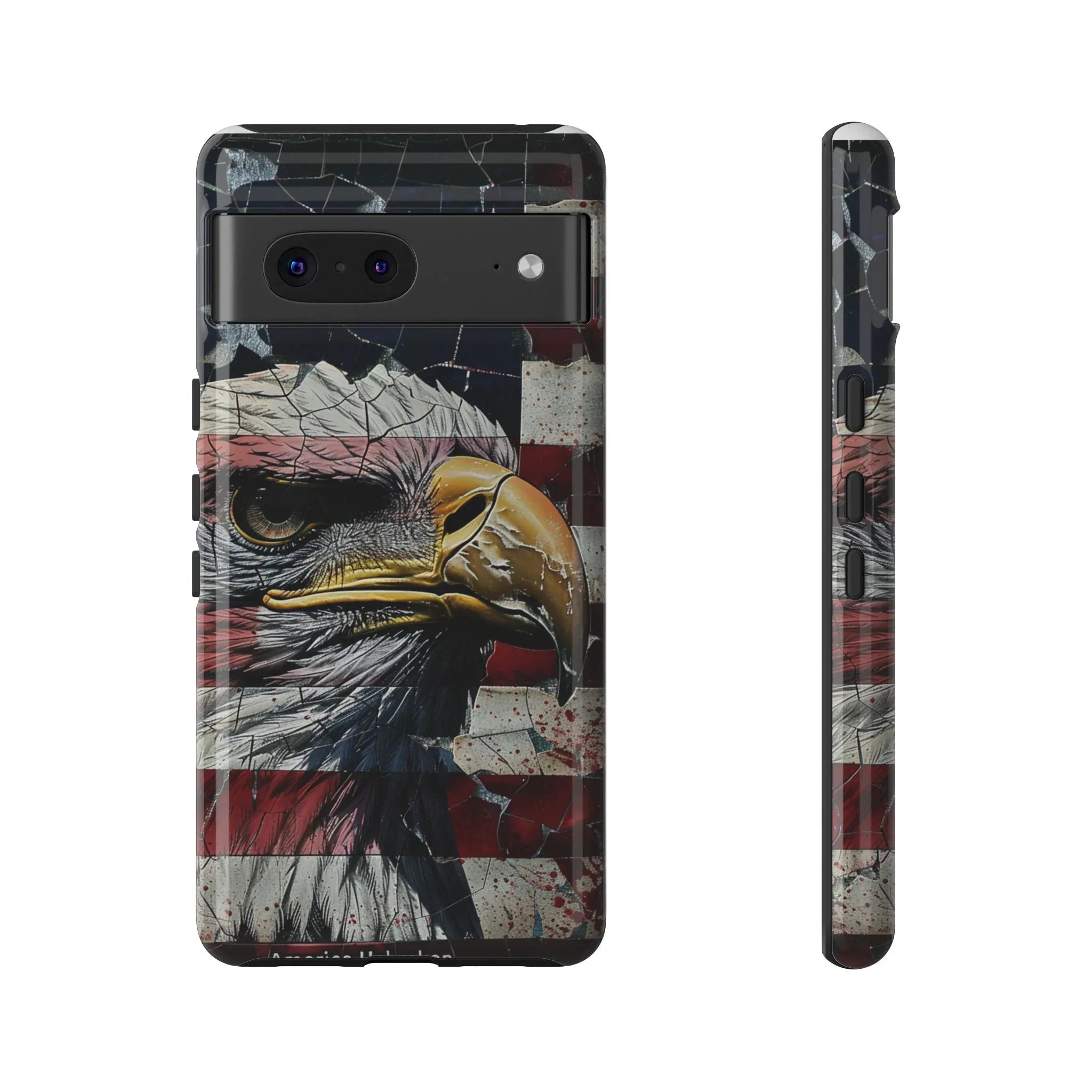 American Flag Bald Eagle phone case | Patriotic iPhone cover, cracked vintage flag design - 250 USA Celebration
