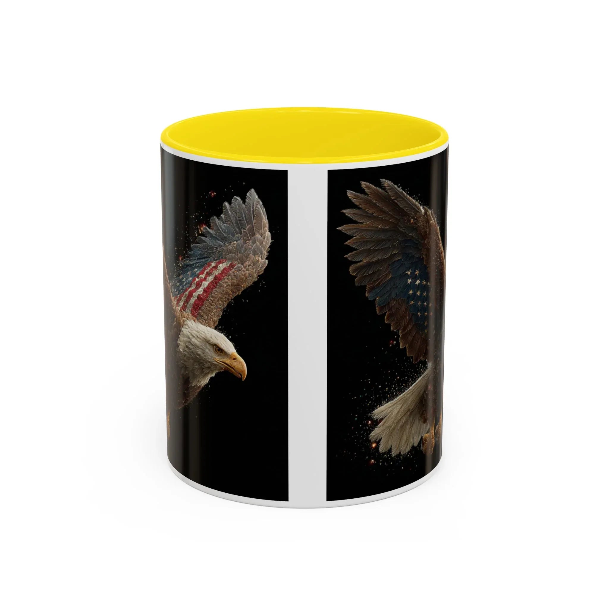 American Flag Bald Eagle Coffee Mug | Patriotic Eagle Wings, Black Accent 11oz 15oz - 250 USA Celebration