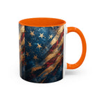 Distressed American Flag Accent Coffee Mug | 11oz 15oz - 250 USA Celebration
